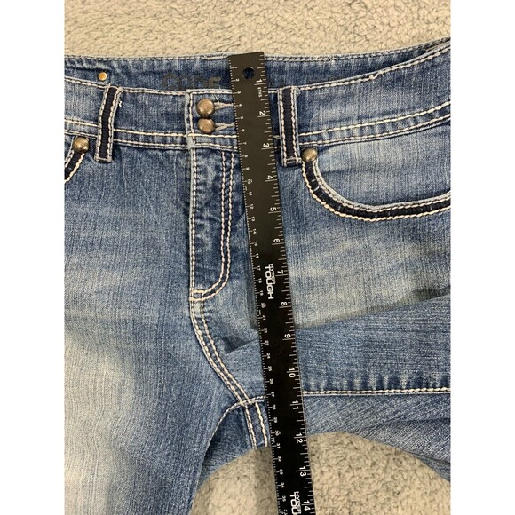 Code Bleu Regular 10 Capris Leg Split Denim Blue Jeans Embroidered 5 Pockets - Picture 8 of 11